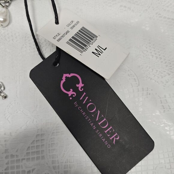 Christian Siriano C Wonder Denim Silver Chain Charms Waist Hips Boho Belt NWT main image 10